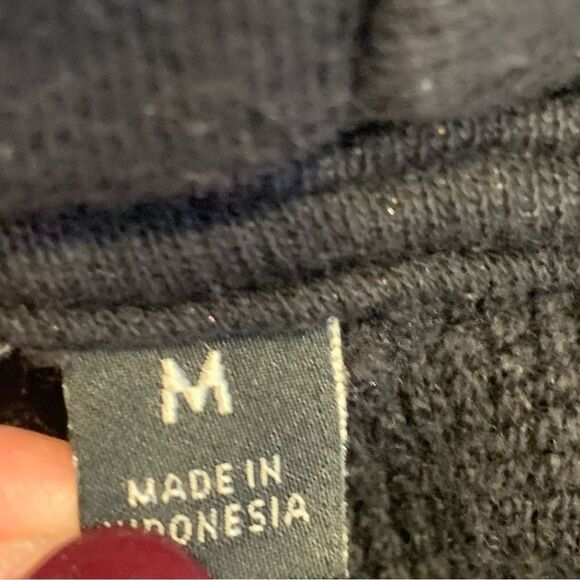 Athleta Black Hooded Sweatshirt Rope Trim Size Medium Cropped - Picture 7 of 11